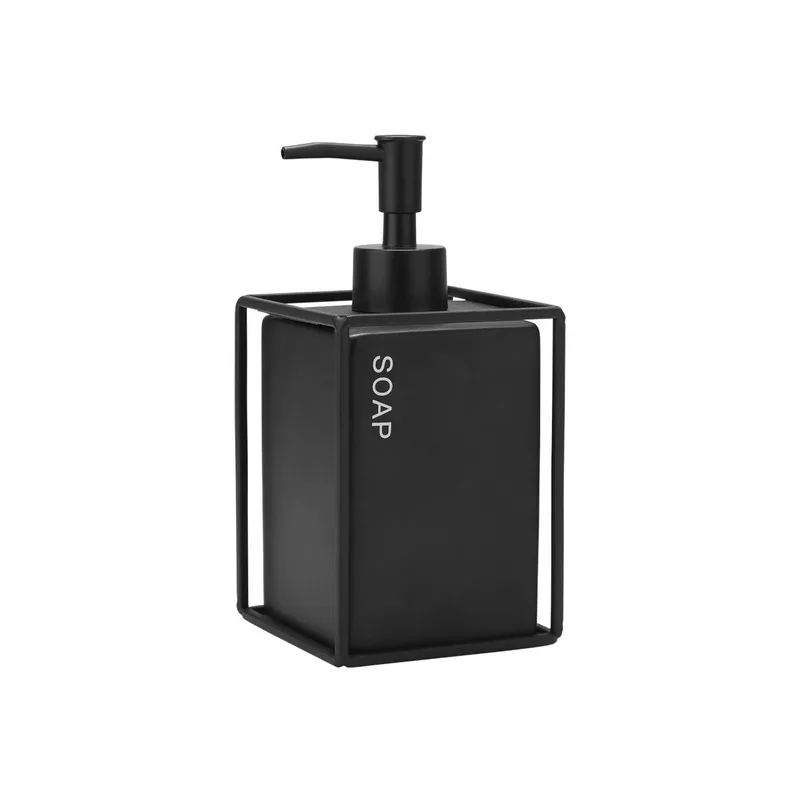 Ντισπένσερ Κεραμικό-Μεταλλικό Μαύρο 450ml-8,5x8,5x18,5εκ. Cage Estia 02-29999 (Υλικό: Μεταλλικό, Χρώμα: Μαύρο) - estia - 02-29999