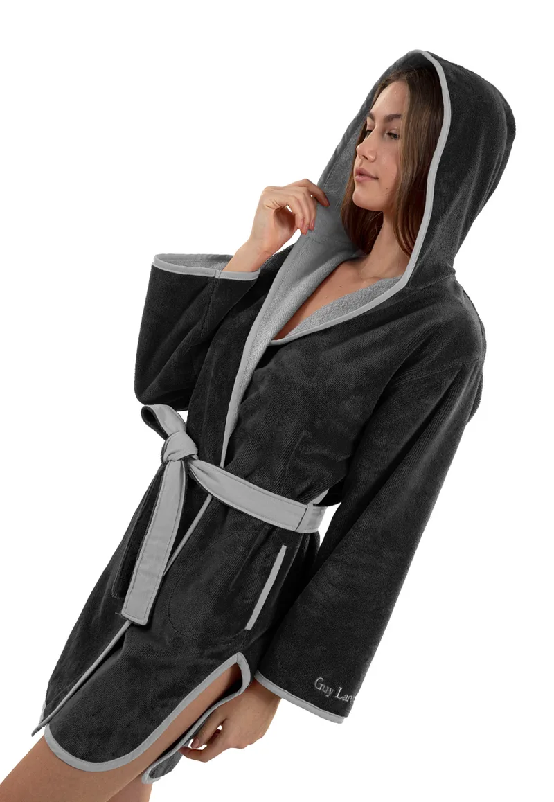 Μπουρνούζι New Comfy Black με κουκούλα Small
