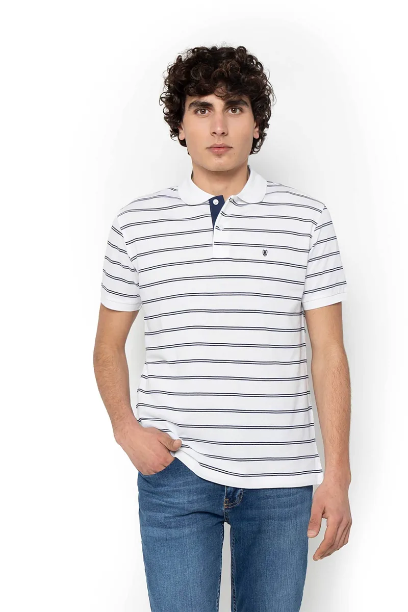 The Bostonians ανδρική μπλούζα πόλο πικέ με ριγέ σχέδιο Regular Fit "Acorn" - PS4468 Λευκό