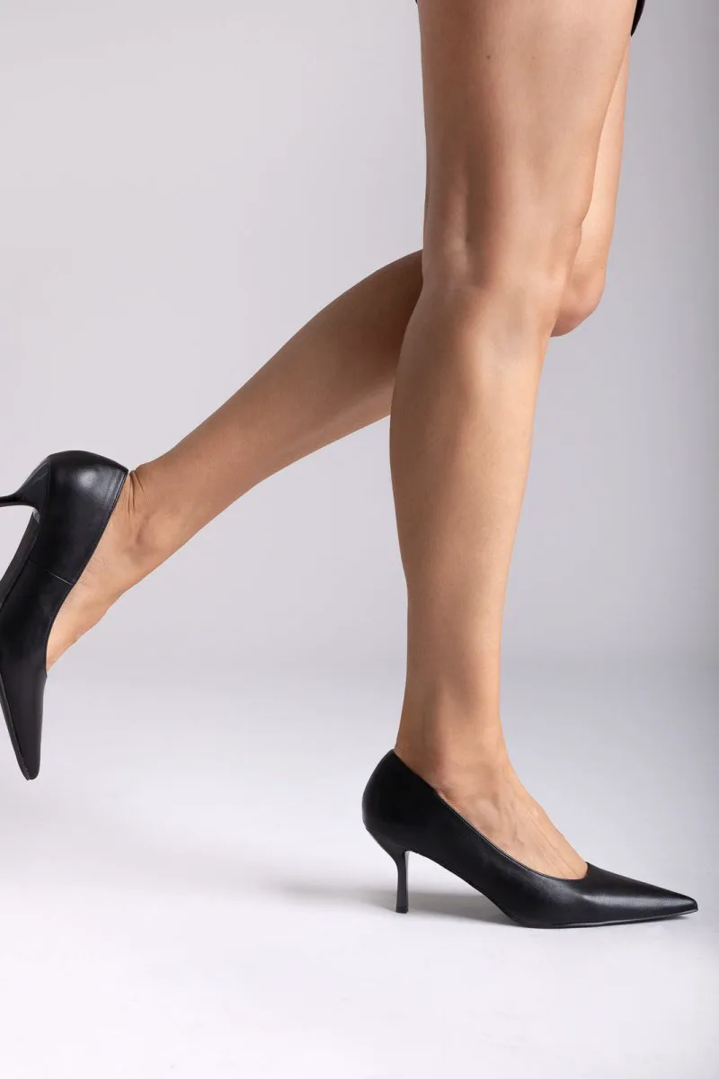Stephan Pointed Toe Pumps Stiletto Heel - 22-373 - Black Matte