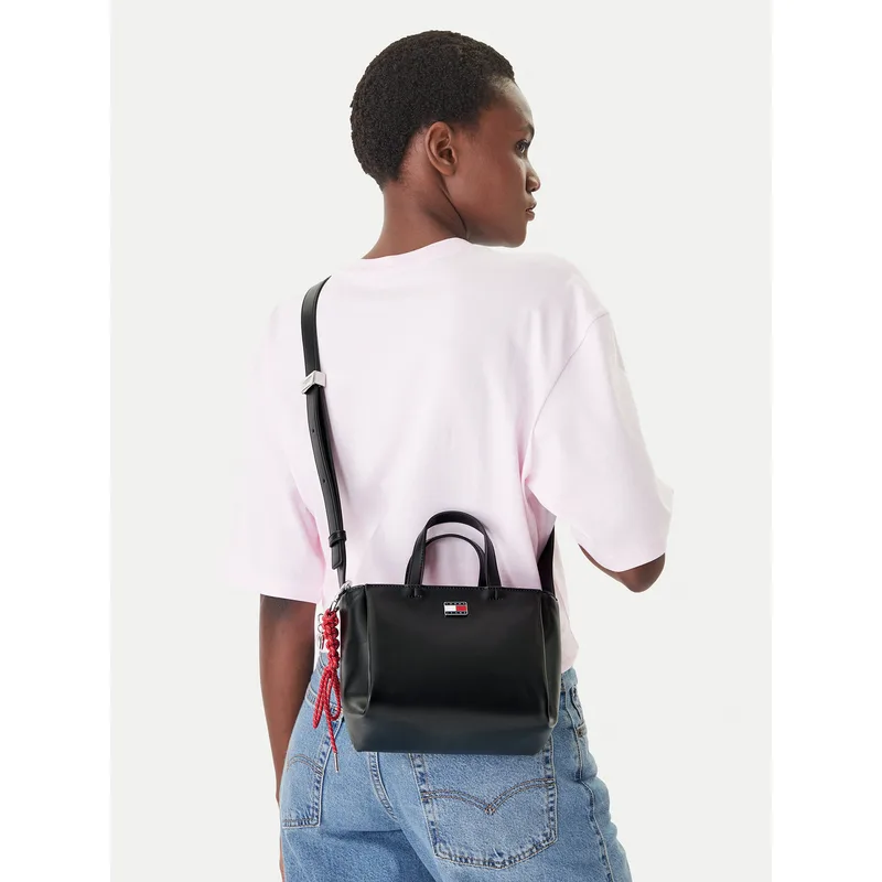 Τσάντα Tommy Jeans Tjw City Charm Mini Tote AW0AW18580 Μαύρο