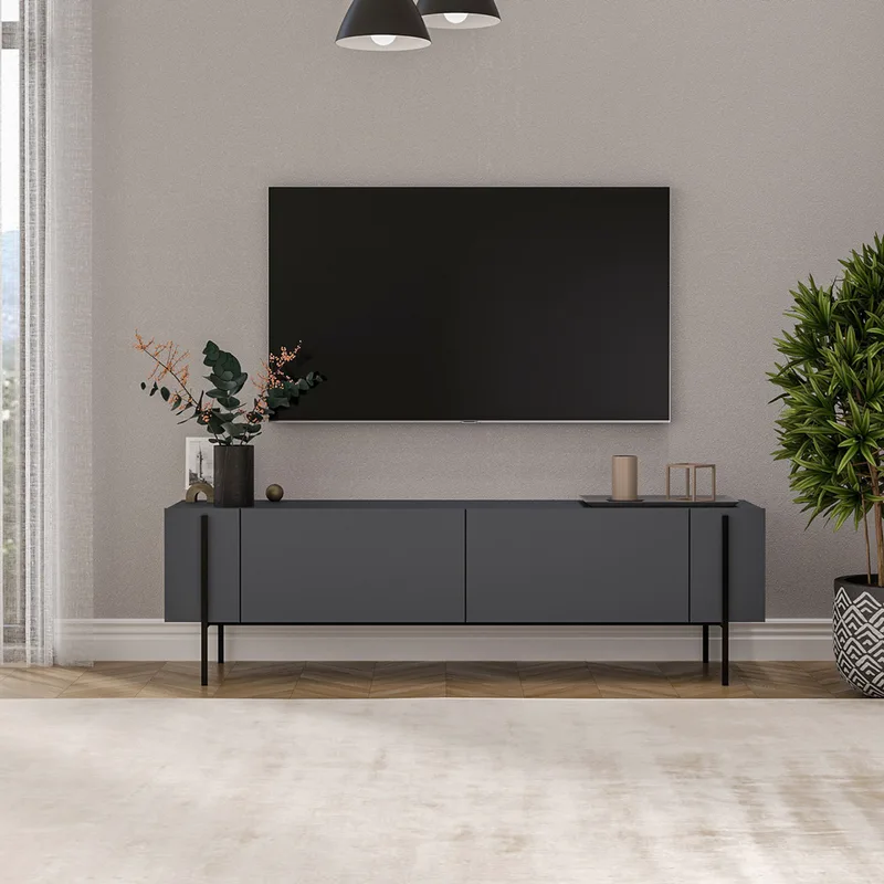 Έπιπλο Τηλεόρασης Herman - Anthracite 327Ods1269 (160x45,6x31,4 cm)