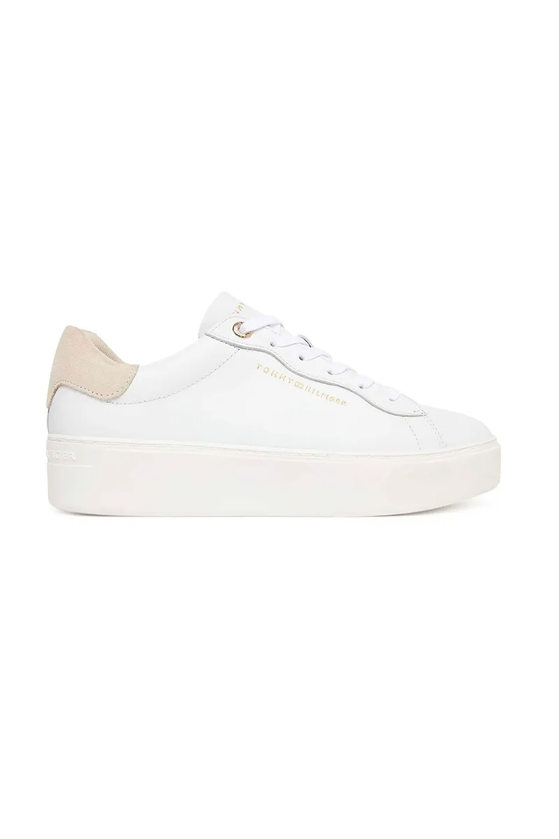Tommy Jeans γυναικεία δερμάτινα sneakers - FW0FW09021 Λευκό