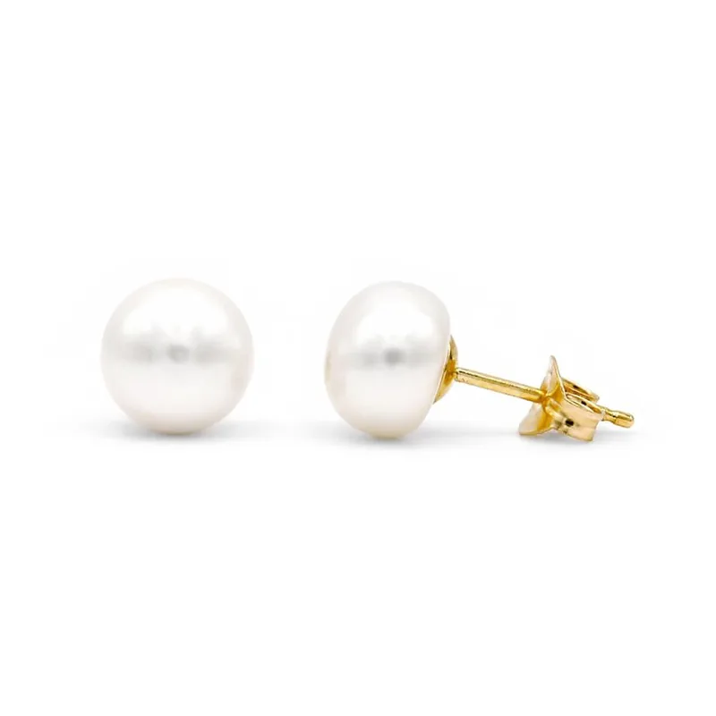 TBS Creations Σκουλαρίκια με μαργαριτάρια Fresh Water Pearl από χρυσό 14 καρατίων BSE110719