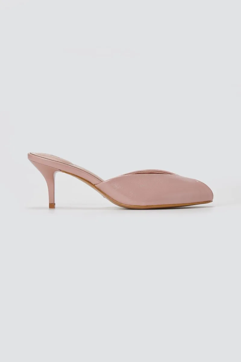 Stephan Peep Toe Mules Kitten Heel - QQ-296 - Ροζ Matte