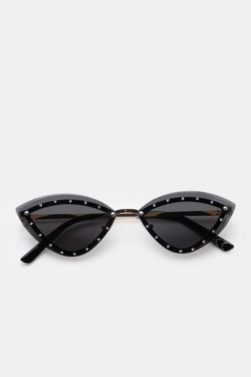 Γυαλιά Ηλιού Cat-Eye Studded Statement Frame - Μαύρο
