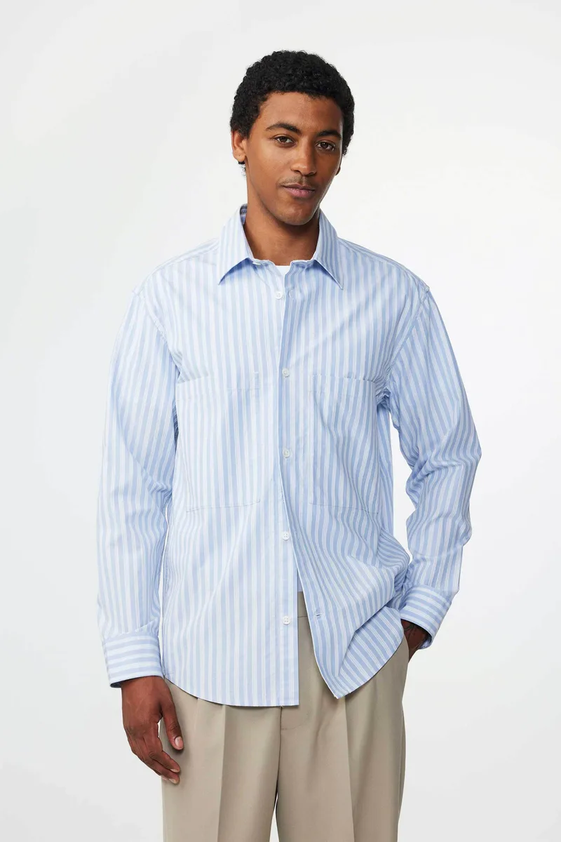NN.07 ανδρικό πουκάμισο με ριγέ σχέδιο Relaxed Fit "Freddy 5973" - 2365973746 Μπλε Ανοιχτό