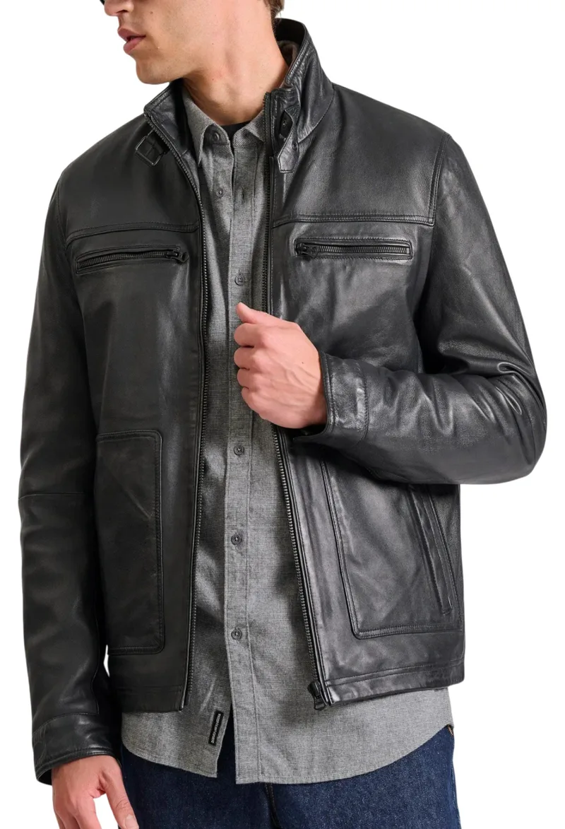 Μπουφάν Funky Buddha Δερμάτινο (Sheepskin) FBM010-067-01-BLACK Ανδρικό