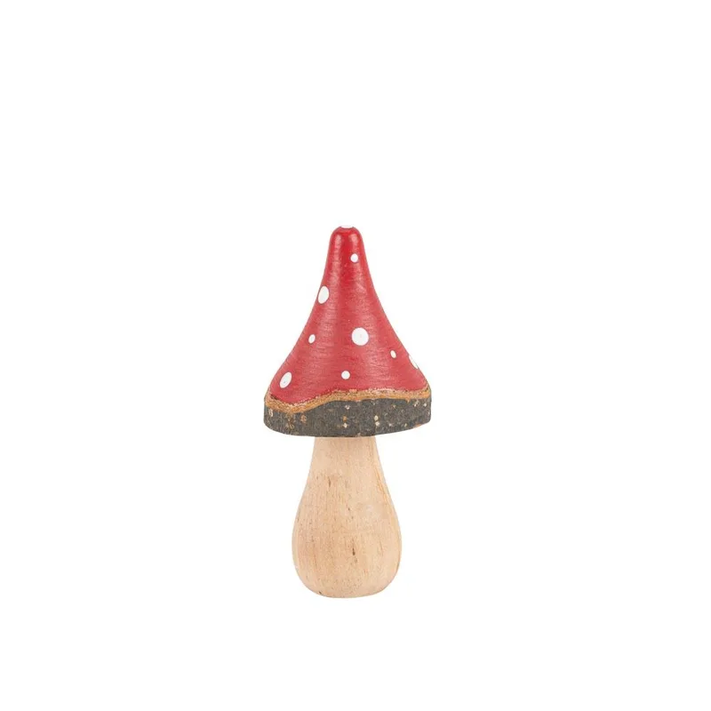 Beauty Home Μανιτάρι ξύλινο κόκκινο και λευκό Ø5.5 x 12 cm