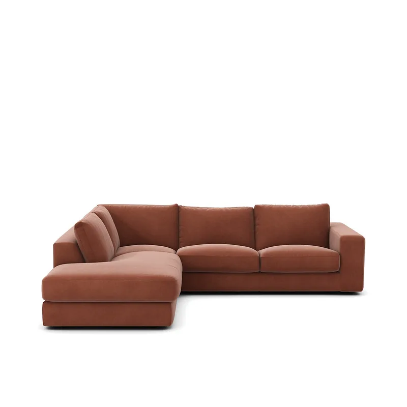 Γωνιακός καναπές από βελούδο Μ233xΠ282xΥ78cm