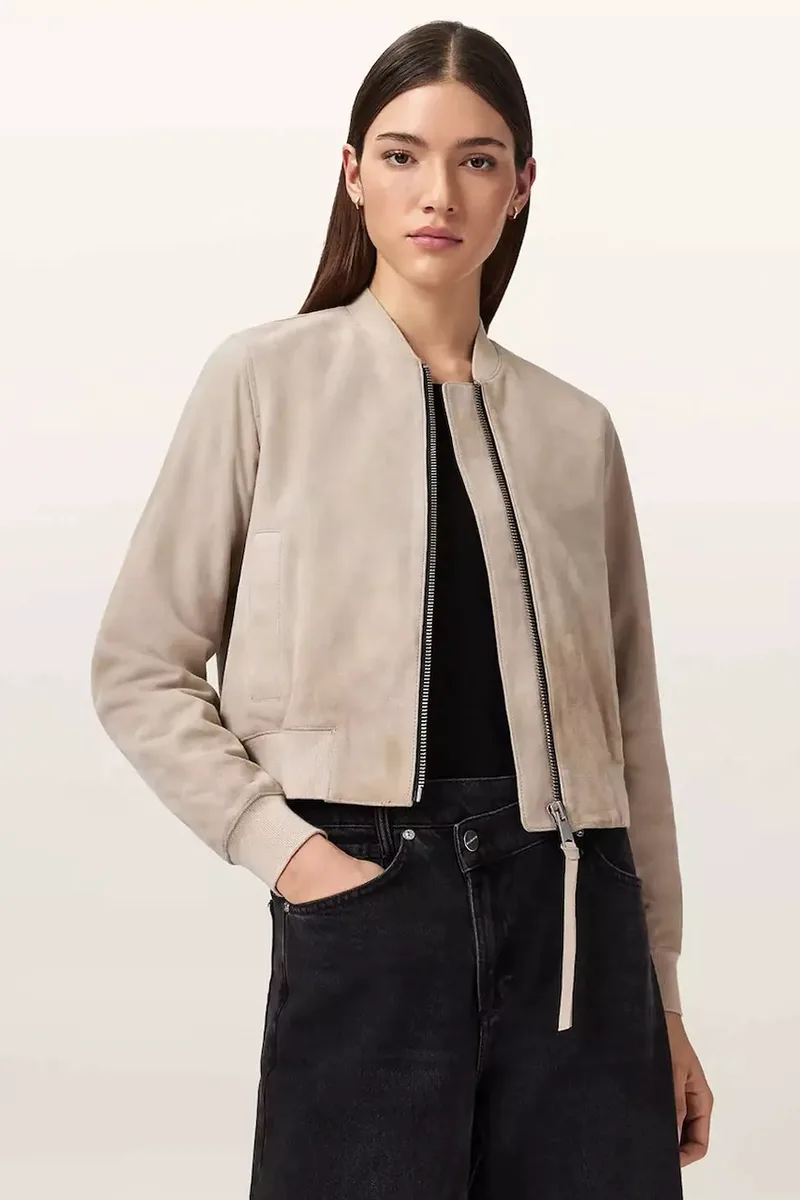 AllSaints bomber γυναικείο δερμάτινο σουέτ ORTEN