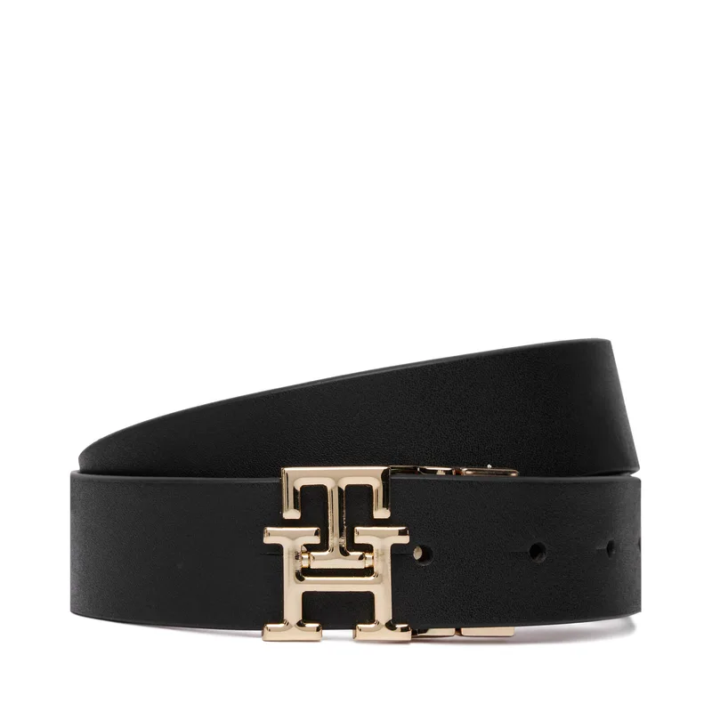 Ζώνη Tommy Hilfiger Th Logo Rev 3.0 Pebble AW0AW18691 Μαύρο