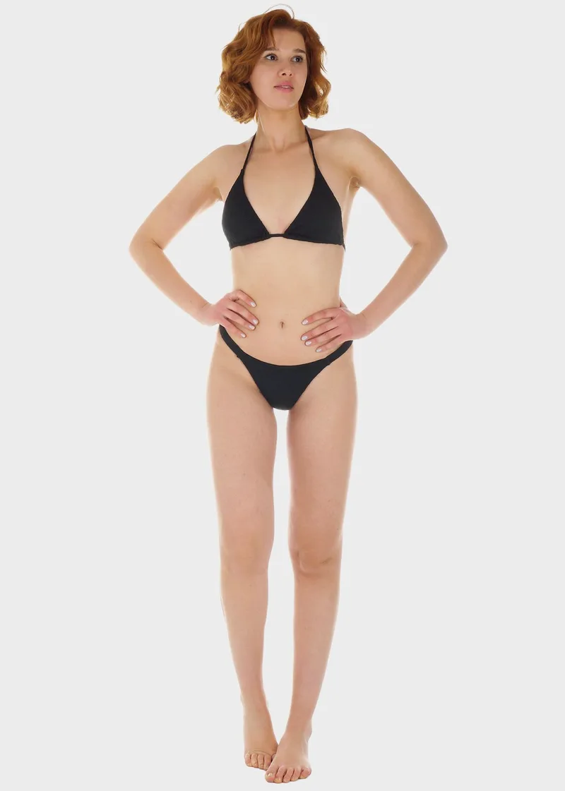 Γυναικείο σετ μαγιό bikini τριγωνάκι αποσπώμενη επένδυση slip brazil .Καλύπτει B CUP ΜΑΥΡΟ