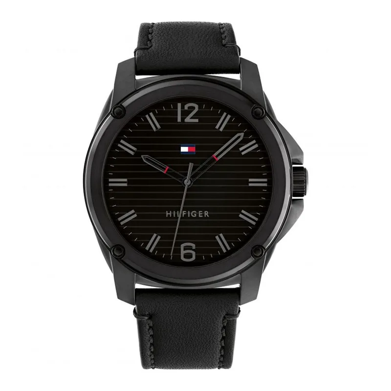 TOMMY HILFIGER Jason Black Leather Strap 1710485