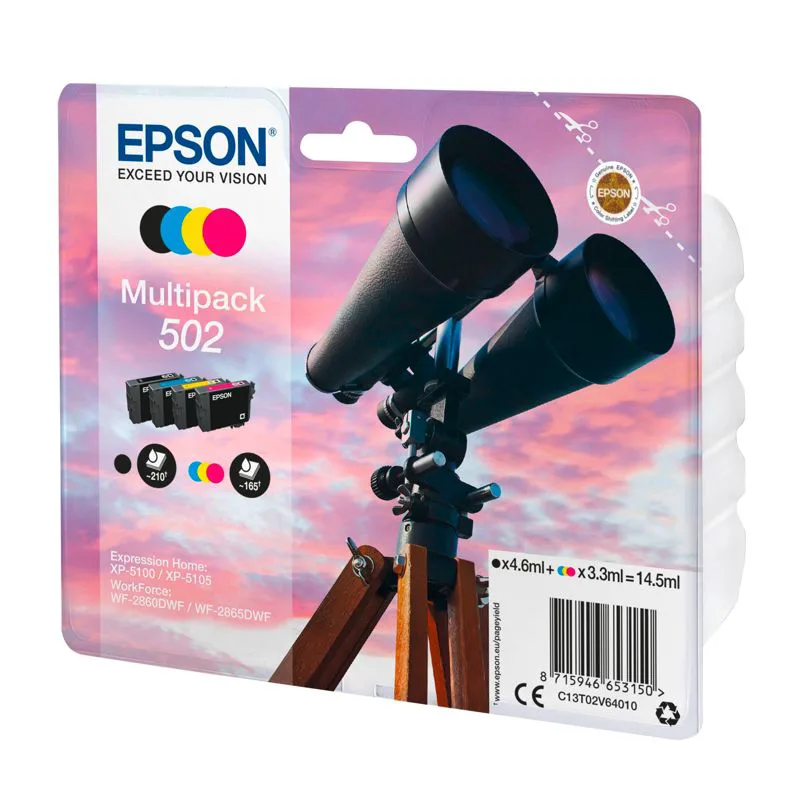 Epson Multipack T502 Black/Cyan/Magenta/Yellow Ink Cartridges T02V6