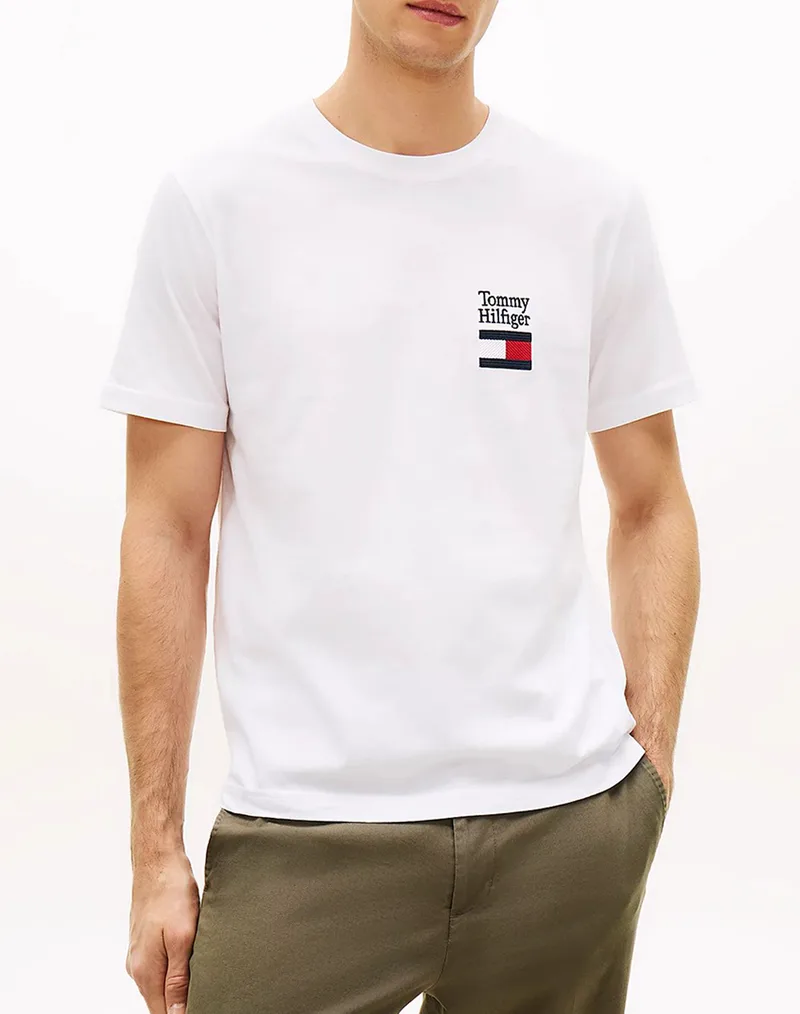 TOMMY HILFIGER BRAND LOVE TEXT STACK TEE MW0MW42367-YBR White