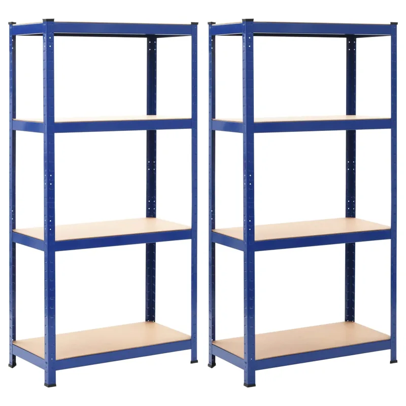 vidaXL Ραφιέρα 2 Τεμ. Μπλε 80 x 40 x 160 εκ. από Ατσάλι & MDF