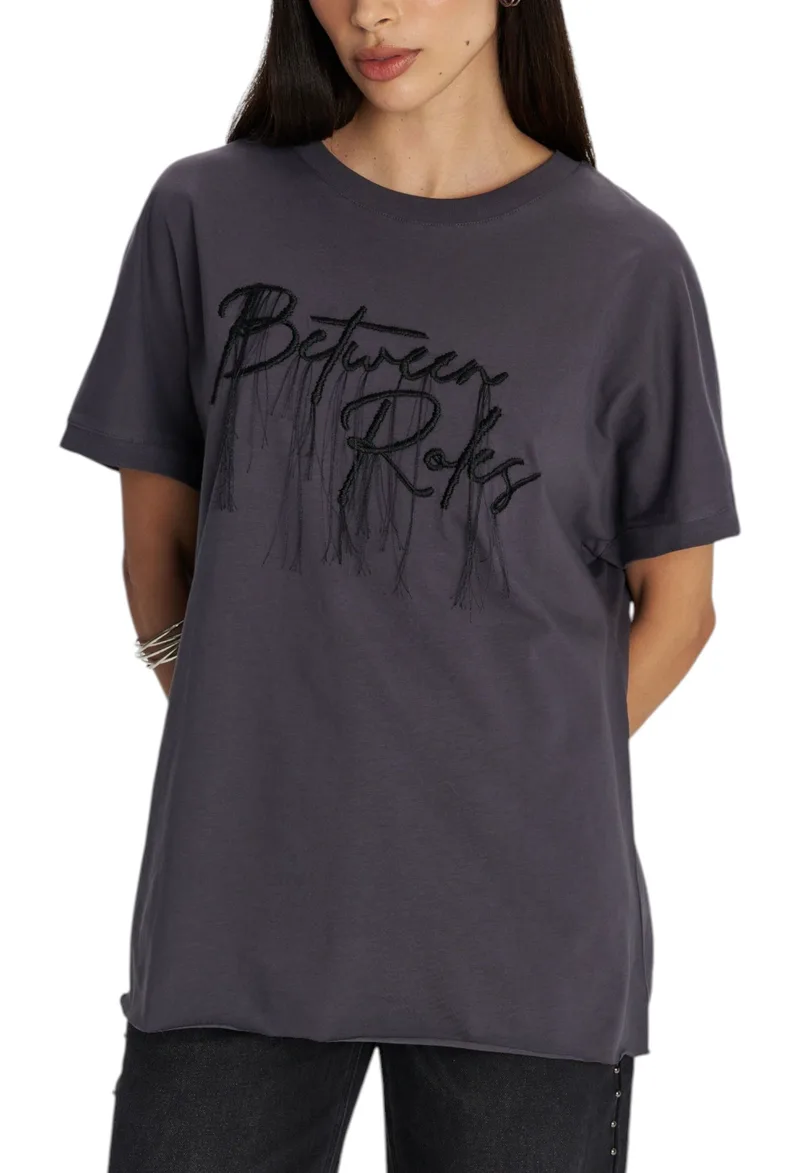 Μπλούζα Κοντομάνικη Ale Με Lettering 8921579-GREY Γυναικείο