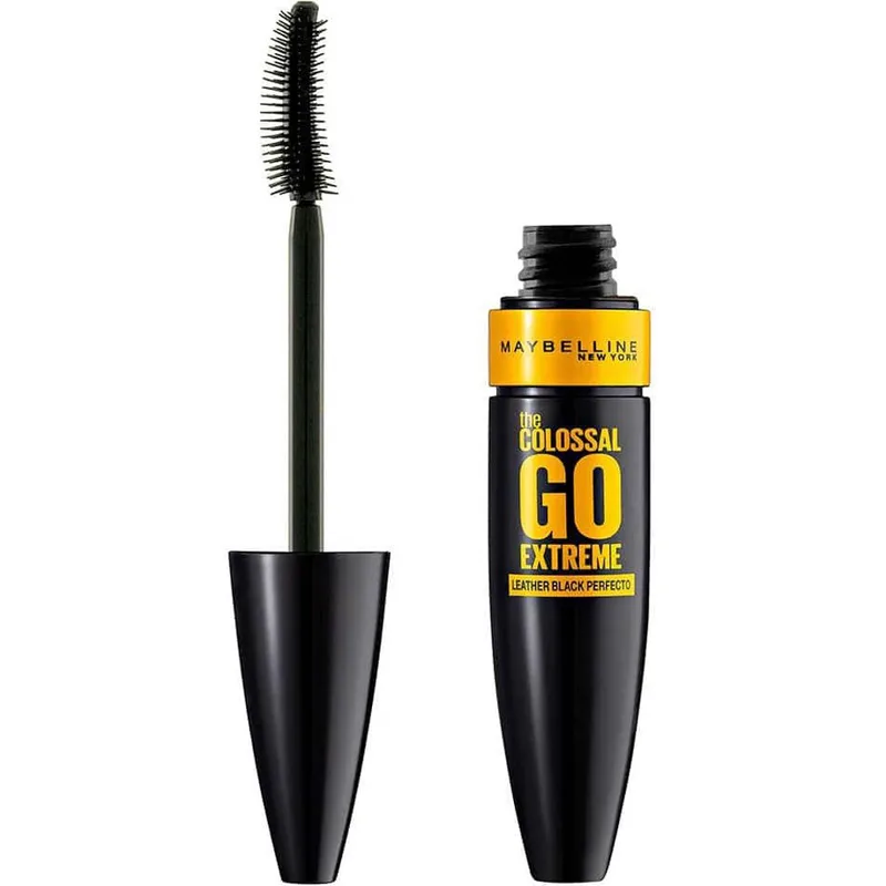 Maybelline The Colossal Go Extreme Leather Black Perfecto Μάσκαρα με Κολλαγόνο & Ειδικό Βουρτσάκι με Διπλές Καμπύλες για Έξτρα Όγκο 9.5ml
