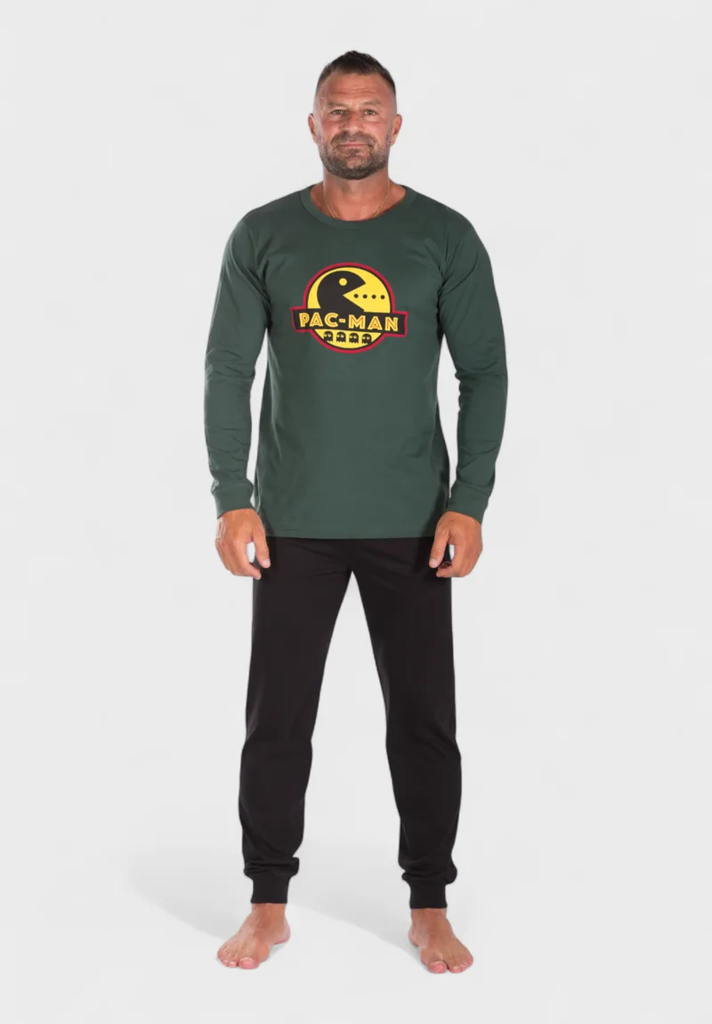 Πιτζάμα ανδρική βαμβακερή Nina Club Pac - Man Green NC26590-2-Λαδί