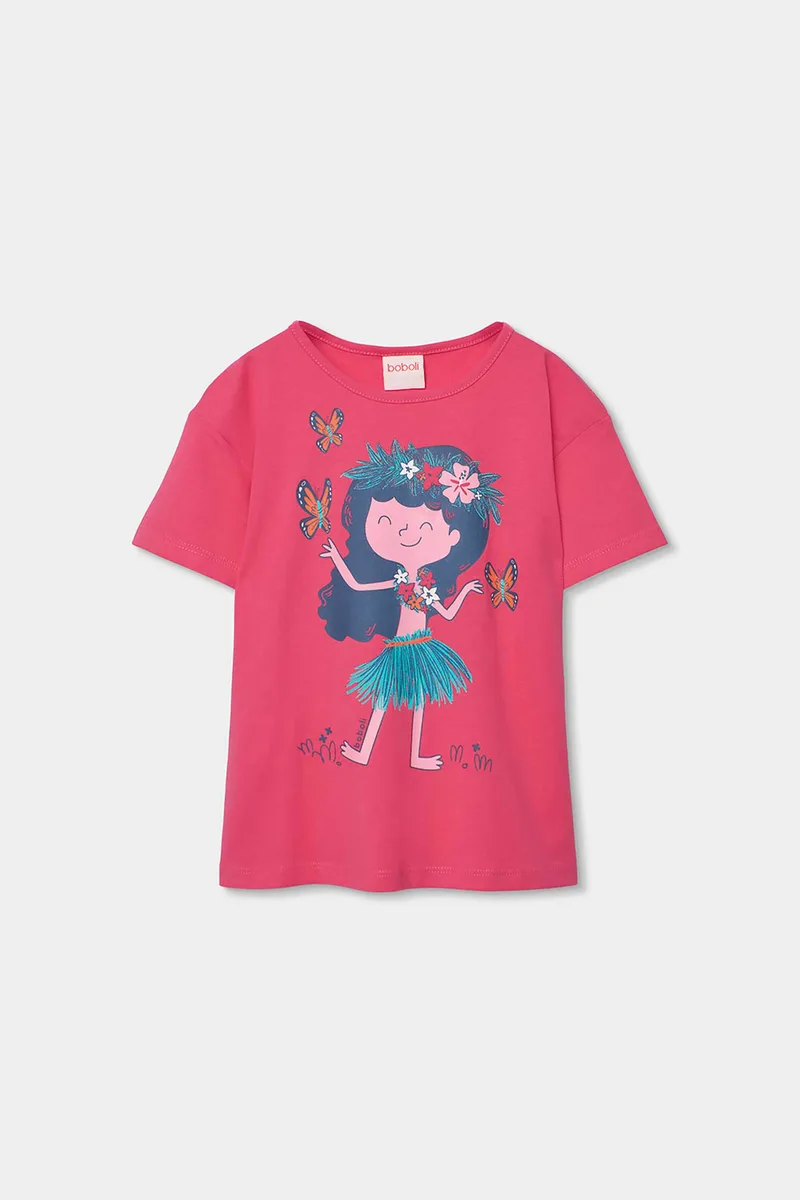 Boboli παιδικό Τ-shirt με τύπωμα κορίτσι - 493028 Κόκκινο