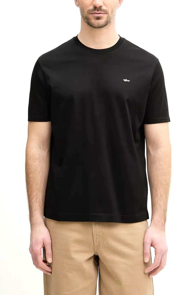 PAUL&SHARK T-SHIRT CREW NECK METALLIC LOGO ΜΑΥΡΟ