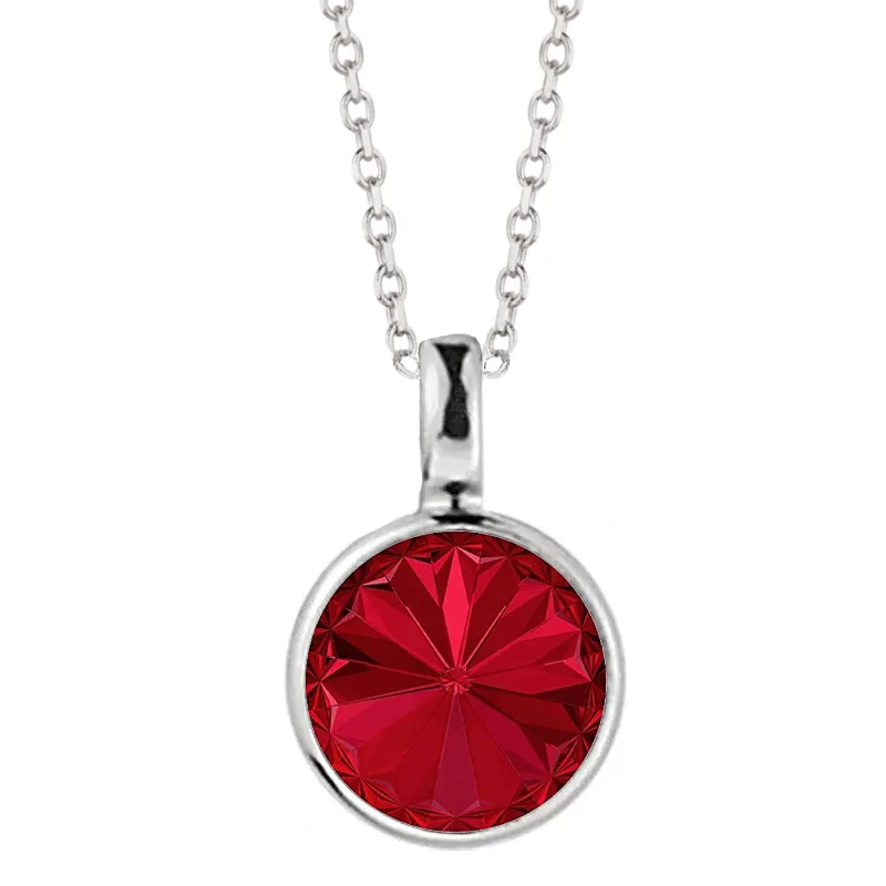 Jt Χειροποίητο ασημένιο κολιέ αυθεντικό Swarovski 8mm Κόκκινο
