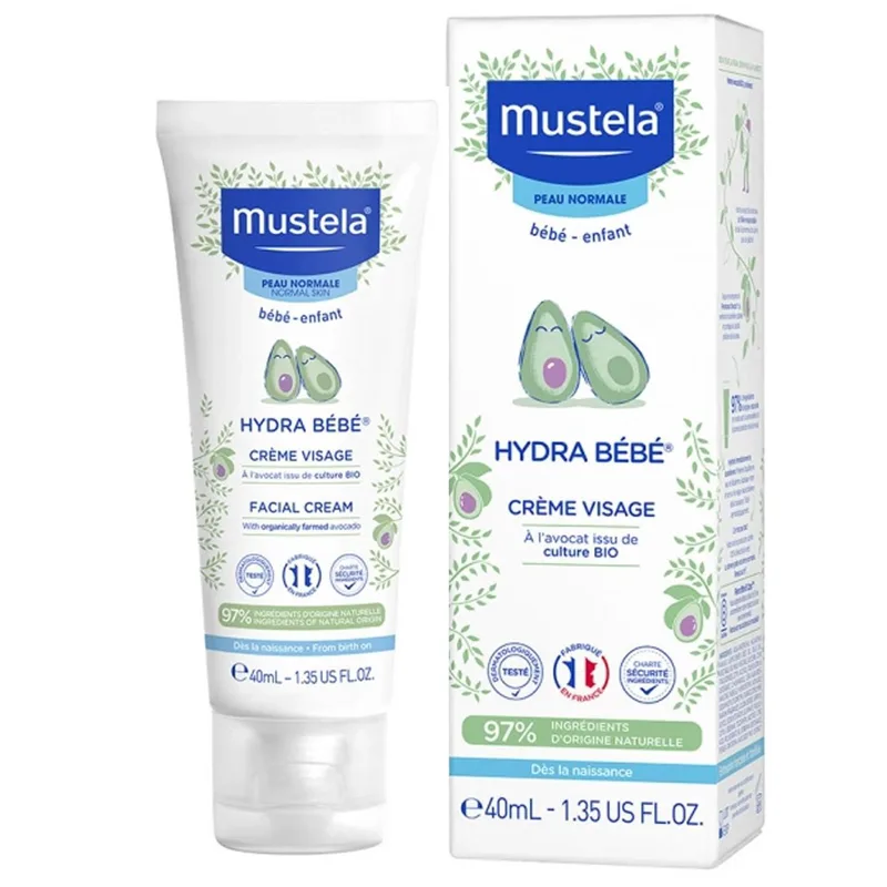 Mustela Hydra Bebe Facial Cream Βρεφική Κρέμα Ενυδάτωσης Προσώπου με Βιολογικό Αβοκάντο 40ml