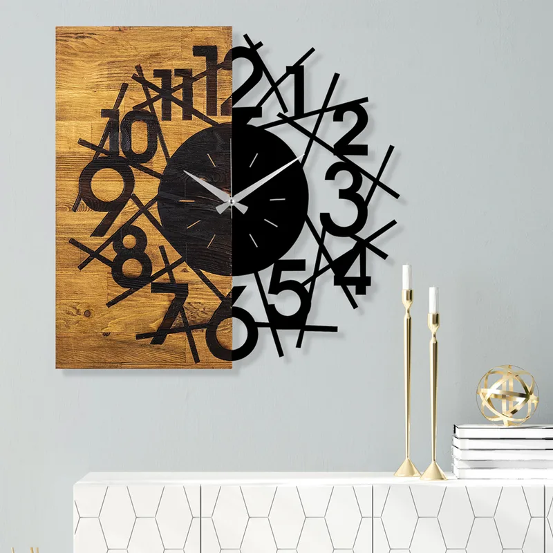 Ξύλινο Διακοσμητικό Ρολόι Τοίχου Wooden Clock 26 539Tnl1126 59x3x58 cm