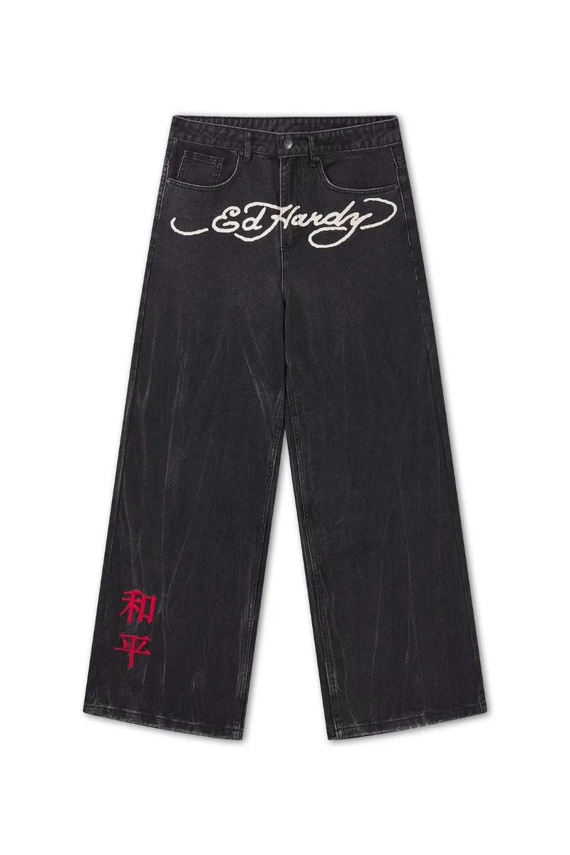 Ed Hardy Ανδρικό Τζιν Tattoo City Tiger XXTRA - Μαύρο -ED5663-BLACK