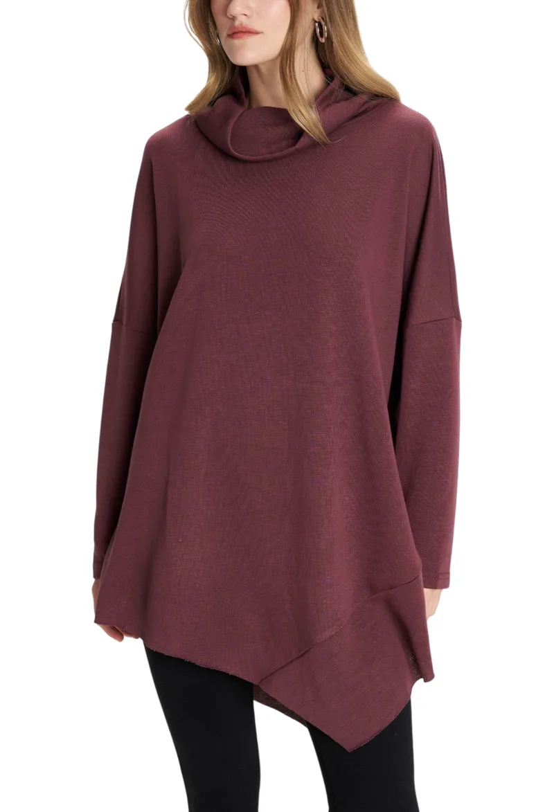 Μπλούζα Μακρυμάνικη Ale Μονόχρωμη 8921592-MERLOT Γυναικείο