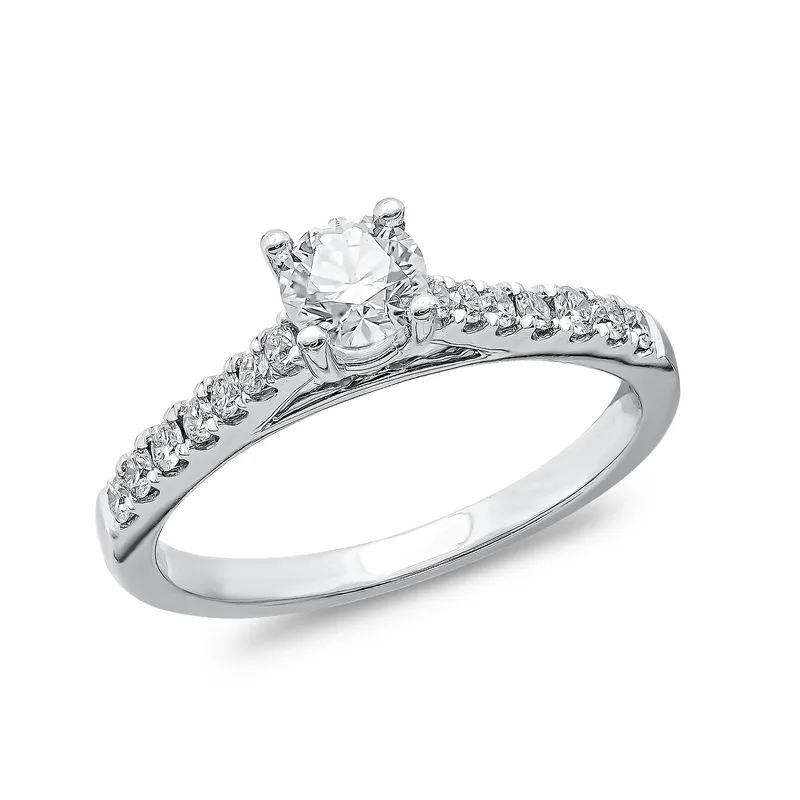 Diamond Group Μονόπετρο Δαχτυλίδι με Διαμάντια Brilliant από Λευκό Χρυσό 18 Καρατίων DDX516