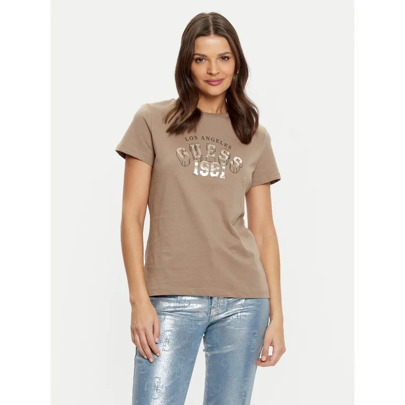 Guess T-Shirt V5RI06 I3Z14 Καφέ Regular Fit