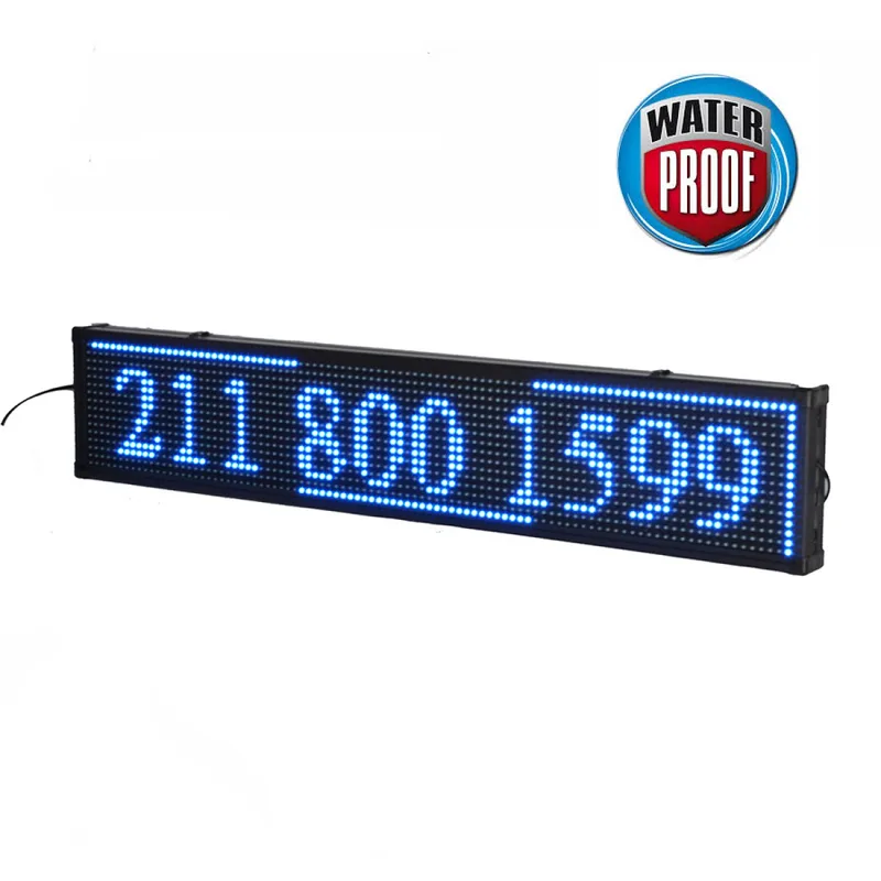 πινακίδα led αδιαβροχη κυλιόμενων μηνυμάτων 100x20 cm μπλέ