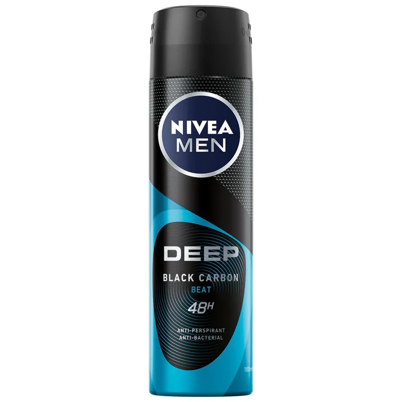 Nivea Men Deep Black Carbon Beat 48h Anti Perspirant Deo Spray Ανδρικό Αποσμητικό Spray 48ωρης Προστασίας 150ml