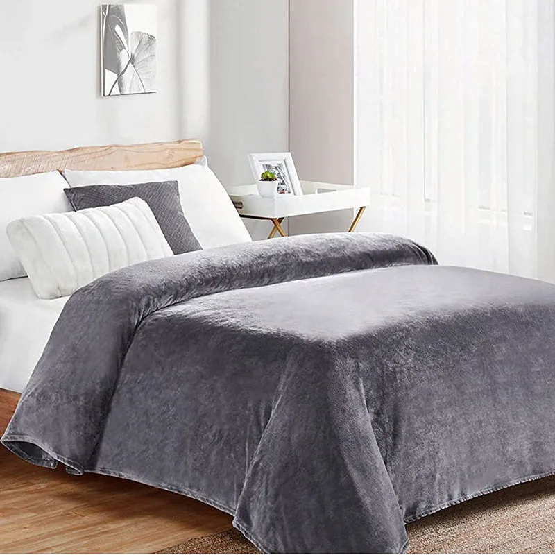 Κουβέρτα Fleece Μονή 160X220 Dimcol Μονόχρωμη Grey (160x220)