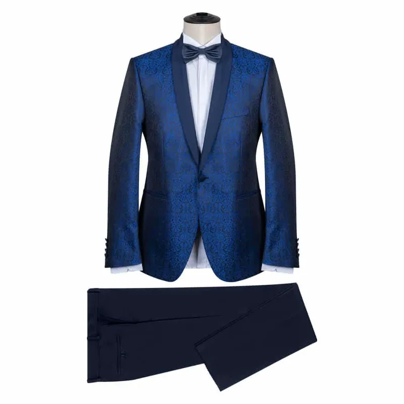 Prince Oliver Tuxedo Μπλε Ρουά Μπροκάρ (Modern Fit)