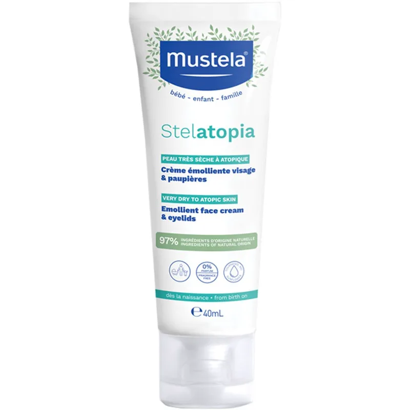 Mustela Stelatopia Emollient Face Cream Tube Μαλακτική Κρέμα Προσώπου 40ml