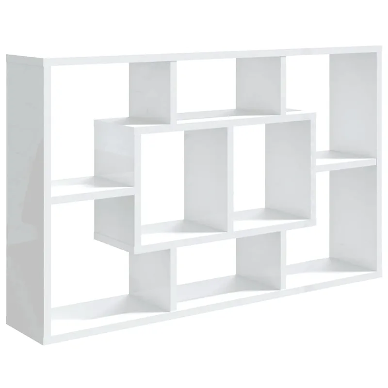 vidaXL Ραφιέρα Τοίχου Γυαλ. Λευκή 85x16x52,5 εκ. Επεξεργασμένο Ξύλο