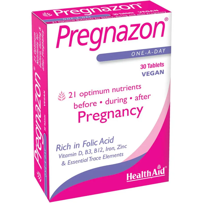 Health Aid Pregnazon Συμπλήρωμα Διατροφής Εξειδικευμένης Φόρμουλας Βιταμινών, Μετάλλων & Ενζύμων για Υποστήριξη του Γυναικείου Οργανισμού από τη Σύλληψη Μέχρι & το Θηλασμό 30tabs