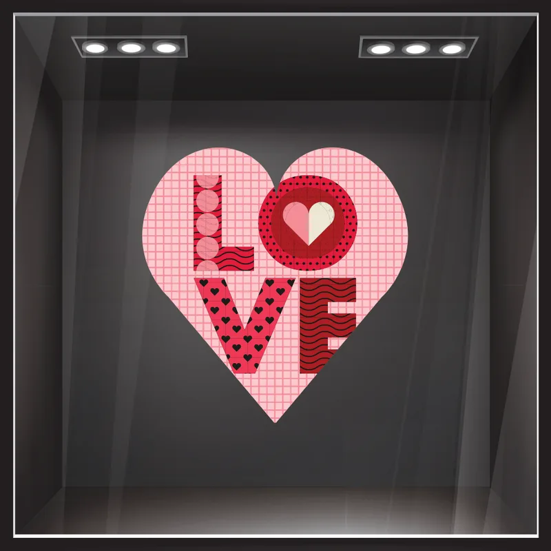 Αυτοκoλλητο Βιτρίνας LOVE HEART SHAPE