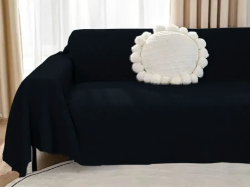 Σετ Ριχτάρια Καναπέ Σενίλ Μονόχρωμα One Color Γαρύφαλλο 3 ΤΜΧ - Μαύρο