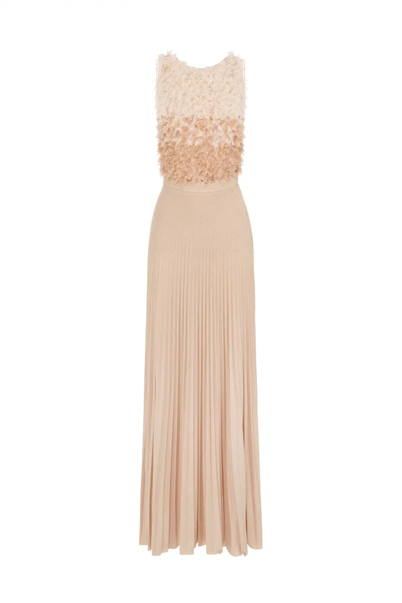 ELISABETTA FRANCHI ΦΟΡΕΜΑ MIDI RED CARPET ΑΝΟΙΧΤΗ ΠΛΑΤΗ ΠΛΙΣΕ ΑΝΟΙΓΜΑ ΚΑΤΩ ΣΟΜΟΝ