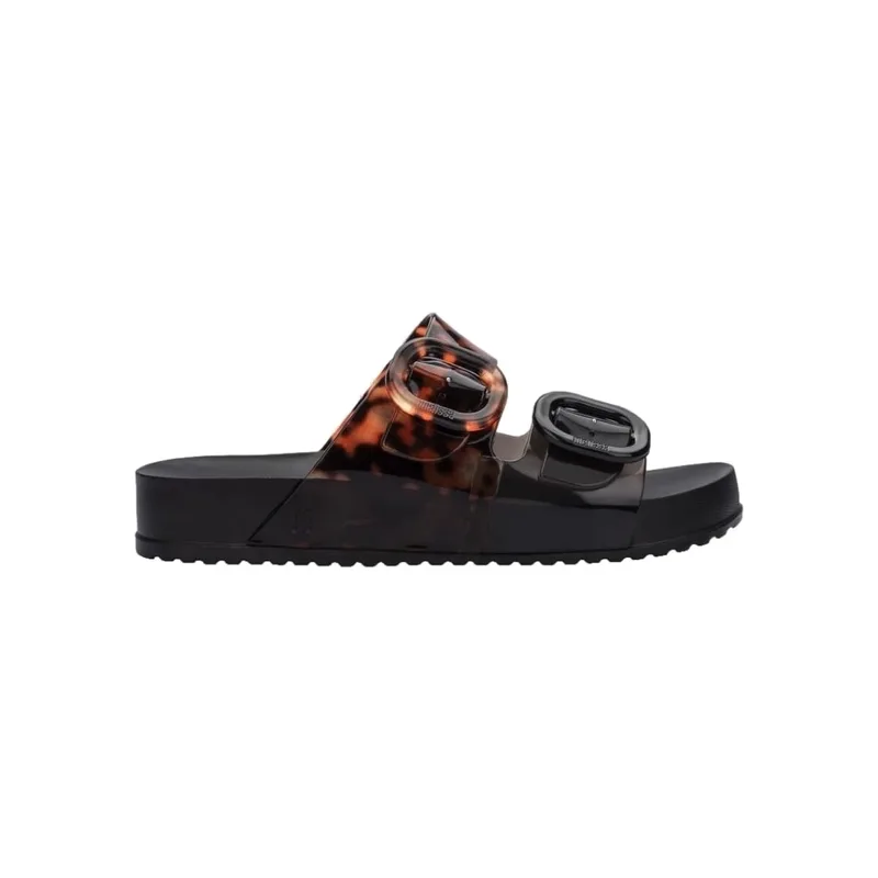Σανδάλια χωρίς τακούνι Melissa Cozy Slide - Black/Clear Tortoise