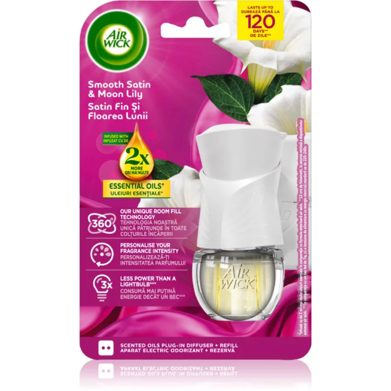 Air Wick Smooth Satin & Moon Lily Electric hλεκτρικό αποσμητικό χώρου με γέμιση 19 ml