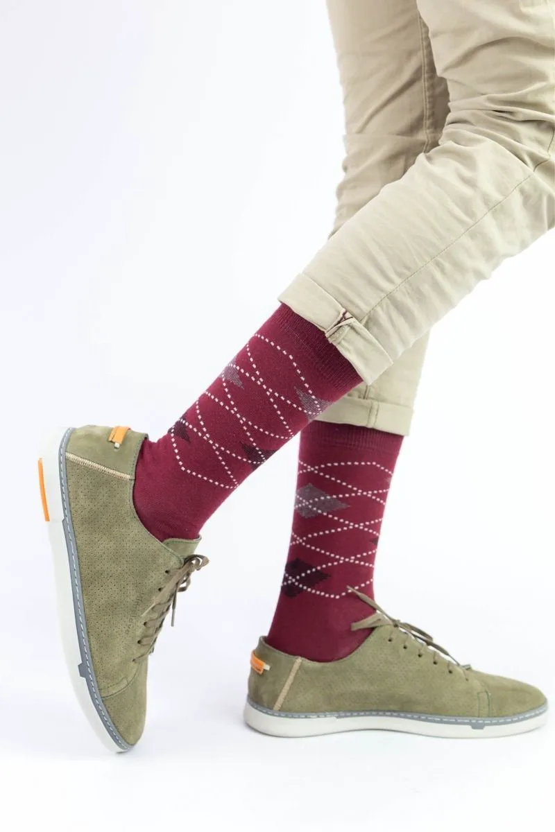 Ανδρικές casual κάλτσες JASON III Βαμβακερές Trendy 16384 Μπορντό