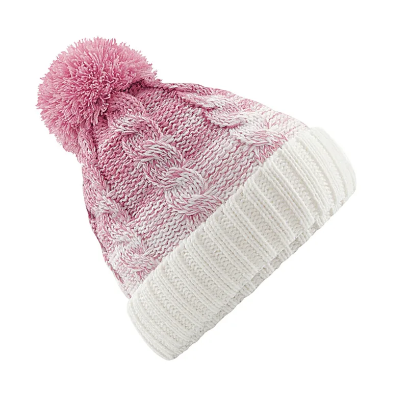 Πλεκτός Σκούφος Ombre Beanie B459 Beechfield Dusky Pink/Off White