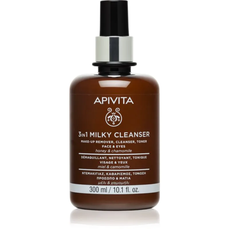 Apivita Cleansing Milk Face & Eyes καθαριστικό γάλακτωμα 3 σε 1 Για πρόσωπο και μάτια 300 ml