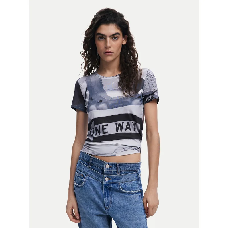 Desigual T-Shirt Potomac 25SWTKA0 Γκρι Slim Fit