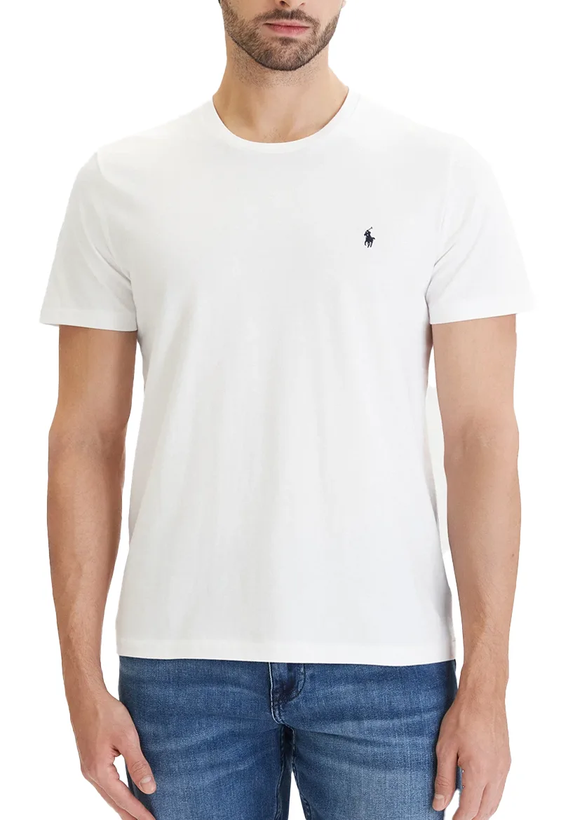 ΑΝΔΡΙΚΟ T-SHIRT POLO RALPH LAUREN CREW ΚΟΝΤΟΜΑΝΙΚΟ ΛΕΥΚΟ